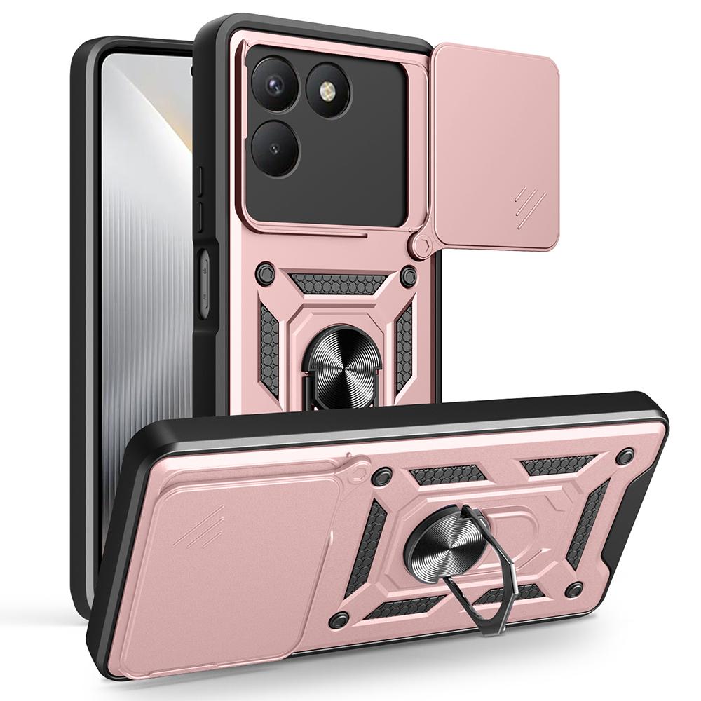 

Armor Funda for Tenco pova 7 4G Case Cover Slide Camera Protection Ring Holder Stand Shockproof Back Capa Funda for Tenco Pova 7 4G розового золота