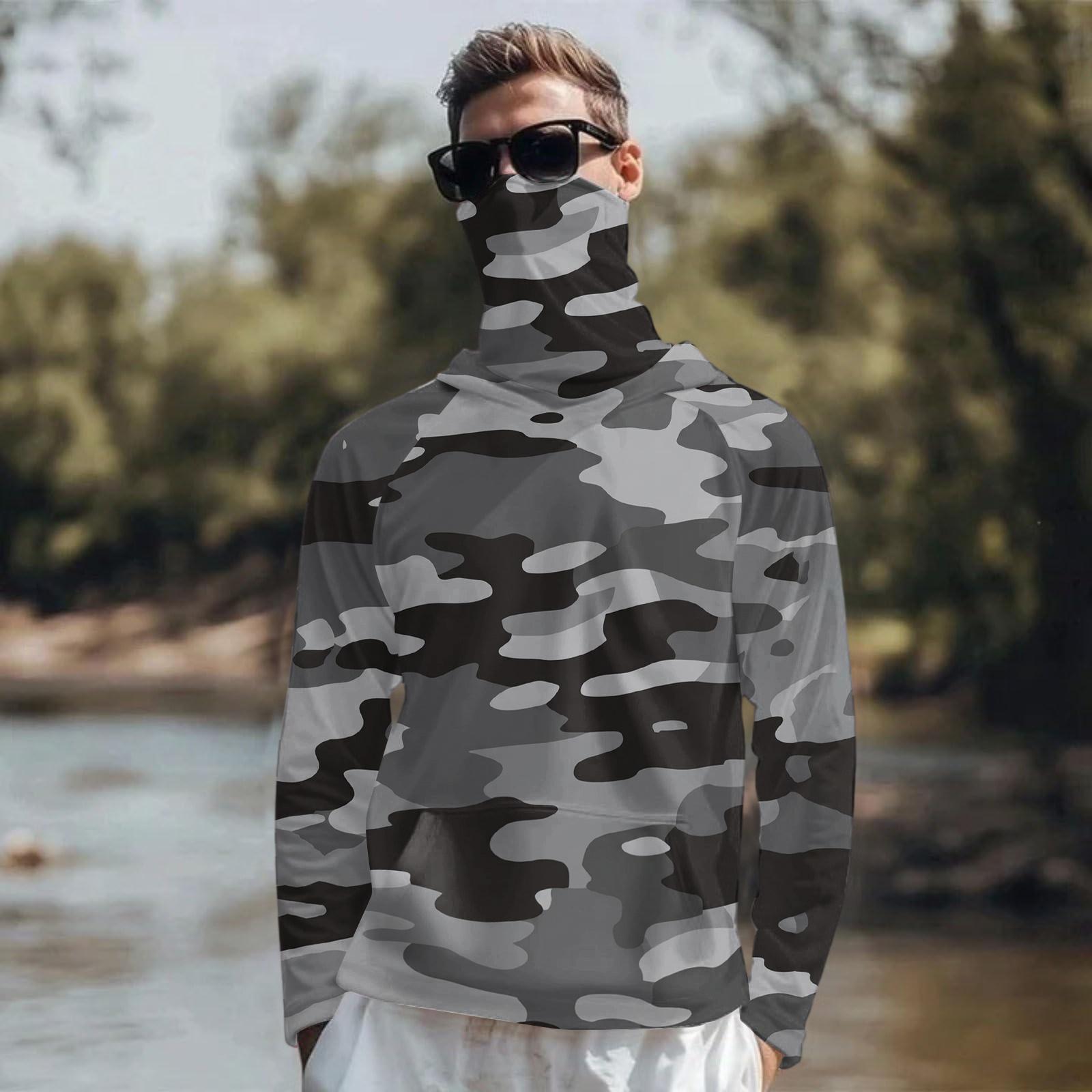 Lightweight Hooded Sun Protection Shirt Full Face Cover Long Sleeve Rash Guard Shirt for Outdoor Activities Breathable Quick Dry XXL