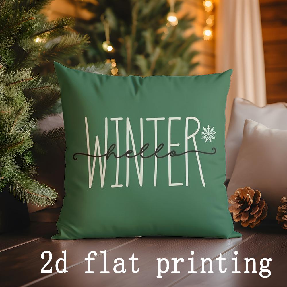 Home Decor Christmas & Winter Themed Decorative Pillows Pattern Cushion Cover Suitable for Sofa Bedroom Car Pillow Cover