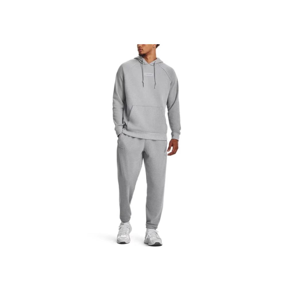 Under Armour Solid Color Cotton Knit Hooded Training Sweatshirt Men Sweatshirt Gray 1379684-011
