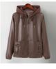 Wiosna/Jesień 2025 Damski Krótki Płaszcz z Kapturkiem ze Skóry PU - Stylowa Kurtka na Zamek dla Młodych Mam.