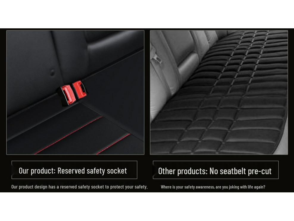 Universal Color Block Car Seat Cushion Set - Full Coverage, Non-Slip, No Backrest, Fashionable, Four Seasons, Three Pieces.