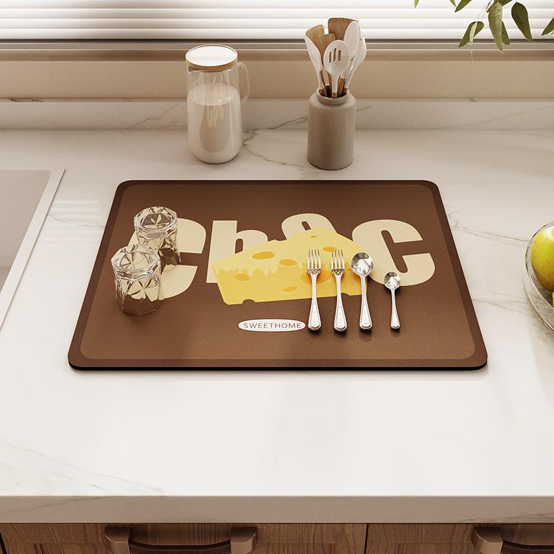 Technical fabrics Leave-in dining table mat Kitchen drain mat Water absorption quick drying Countertop mat Dish drying mat Non-slip