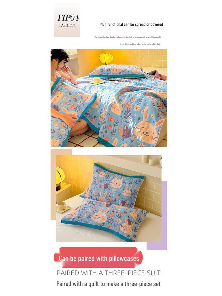 Three-layer Cotton Gauze Blanket - Versatile for Office Nap, Sofa, Air Conditioning, and Summer Quilt Uses