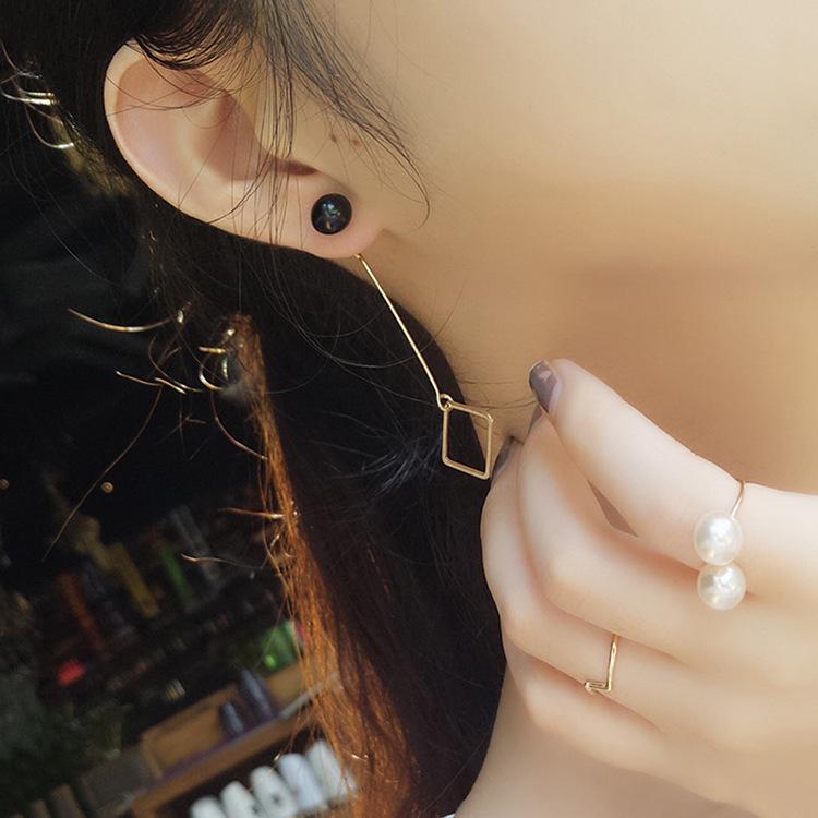 E1200 Temperament Pearl Stud Earrings Simple Long Geometric Earrings Schoolgirl Earrings Jewelry