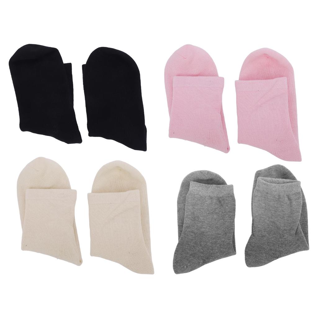 4 Pairs Gel Socks Reusable Moisturizing Socks Soft Solid Color Elastic Casual Gel Lining Socks for S
