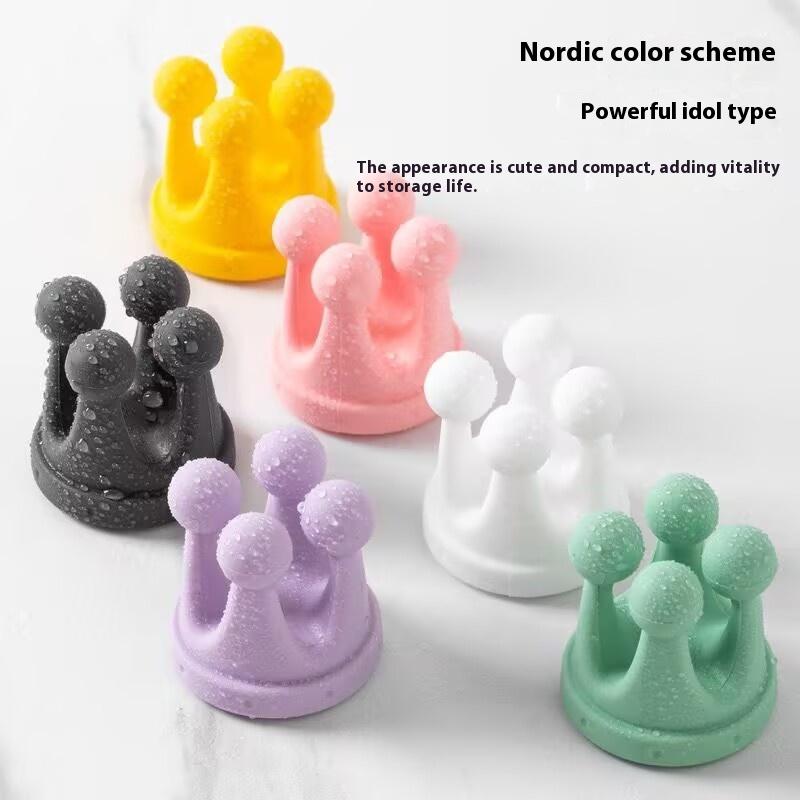 

6pcs Silicone Toothbrush Holders Waterproof Self Adhesive Multi-Function Hooks Punch Free Razor Shaver Rack Shelf Storage Hook різнокольоровий