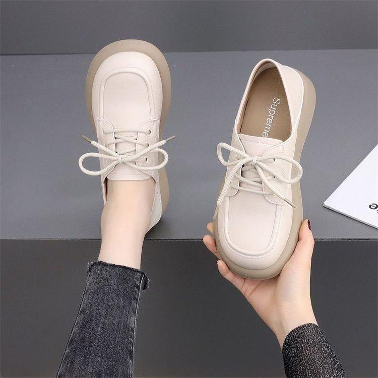 New loafers women's 2025 autumn soft-soled single shoes flat-soled laces two wear light non-slip British style small leather shoes