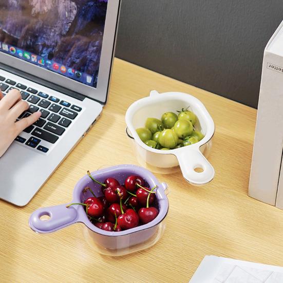 Abtropfkorb, Sieb, Obst- und Gemüsesieb, zweilagiges Design, lebensmittelecht, BPA-frei, Küchen-Abtropfkorb mit Griff