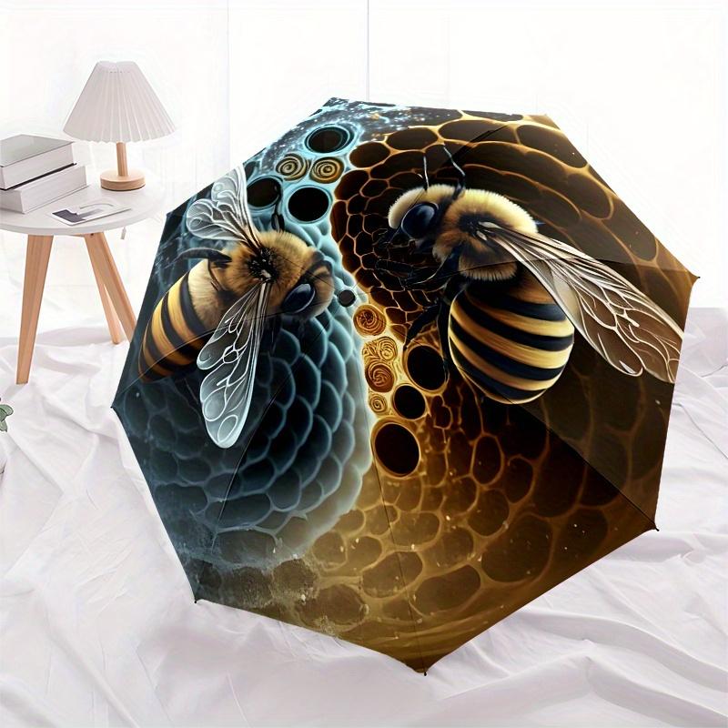 "Yin Yang Honeycomb Bees Wall Clock  Unique Home Decor" Umbrella, Portable 3 Fold Compact Umbrella for Men & Women,S92