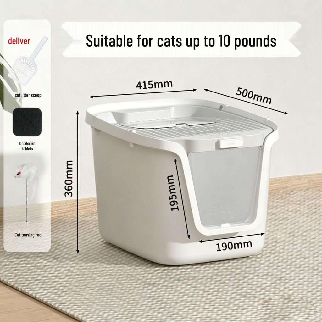 Extra Large Enclosed Cat Litter Box - Odor-Proof, Anti-Splash & Anti-Tracking, Top Entry
