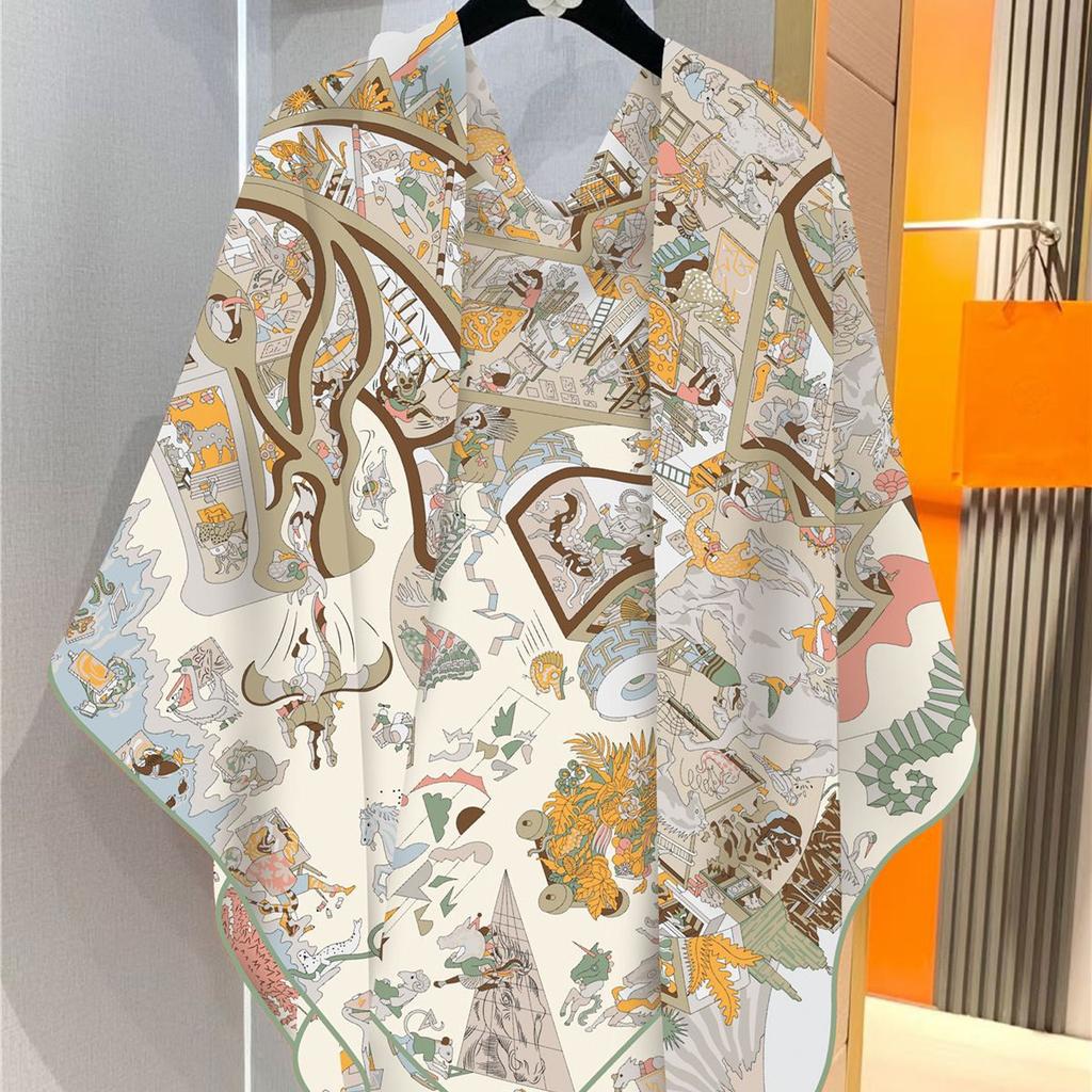 Sciarpa Calda 130Cm in Finta Seta e Cashmere da Donna, Foulard Quadrati Vintage Stampati, Bandane Large e Sciarpe