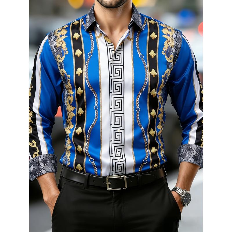 2026 Men's HD Baroque Pattern HD 3D Printed Shirt Casual Long Sleeve Button Designer Shirt Wedding Party Clothes for Men for You