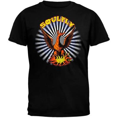 Vintage Soulfly Band Phoenix Schwerer Baumwollstoff Schwarz Vollgröße Unisex T-Shirt US205