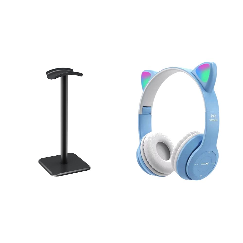 Aluminium Alloy Headphone Stand Holder Rack Space Saving Headset Stand Rack Desktop Organizer Display Earphone Hanger Bracket