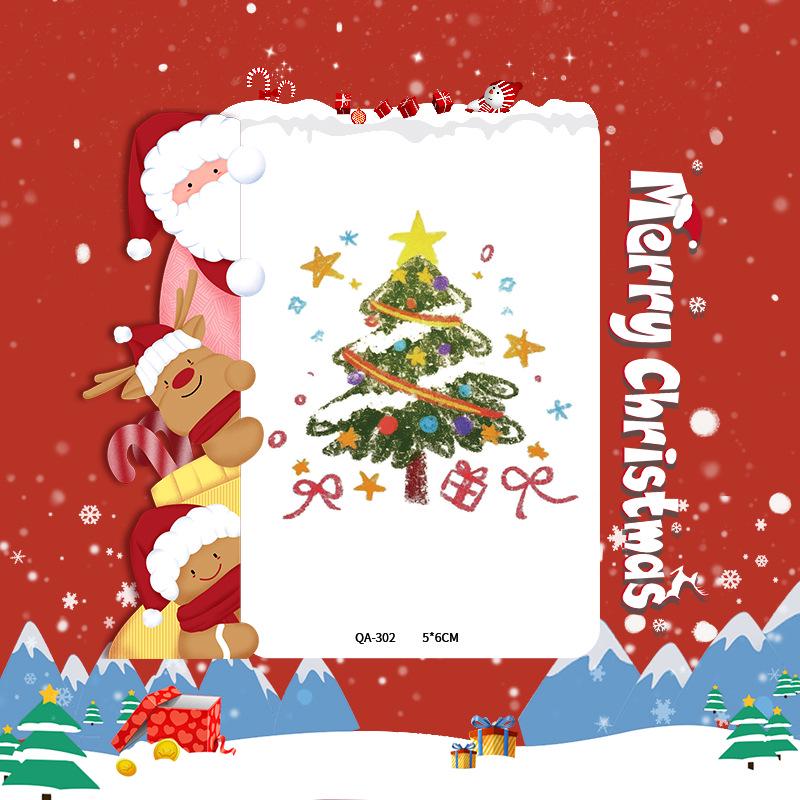 Popular Cartoon Christmas Temporary Tattoos for Kids - Cute Santa and Snowman Sticker Set