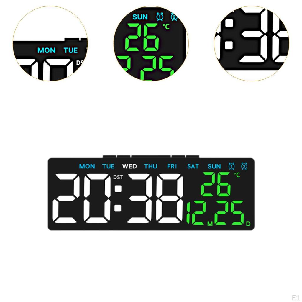 Desk Clock Displaying Date, Time, and Temperature Features