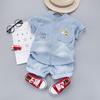 Stylish Toddler Summer Short-Sleeve Lapel Denim Two-Piece Set for Boys & Girls