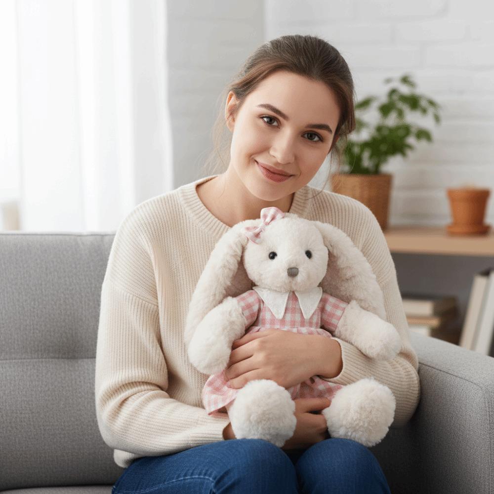 Rural Style Ultra-Soft Bunny With Dress Kawaii Rabbit Soft Stuffed Animal Children'S Room Decor