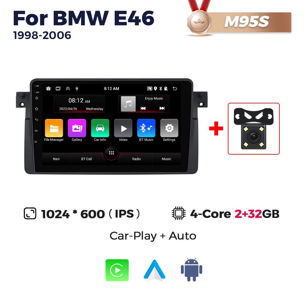 NaviFly GPS-Autoradio für BMW E46 M3 318/320/325/330/335 1998-2006 WIFI Android Smart System Carplay Auto 2 Din Head Unit