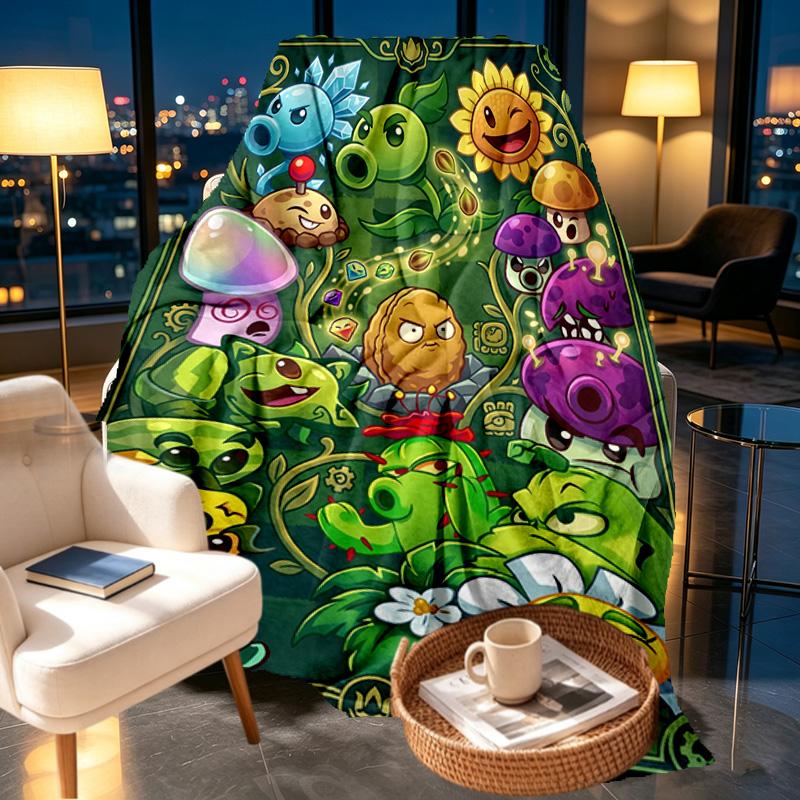 Plants VS Zombies Print Blanket - Soft & Comfortable, for Bedroom, Travel, Sofa, Home Decoration - Birthday Christmas Gift for Friend