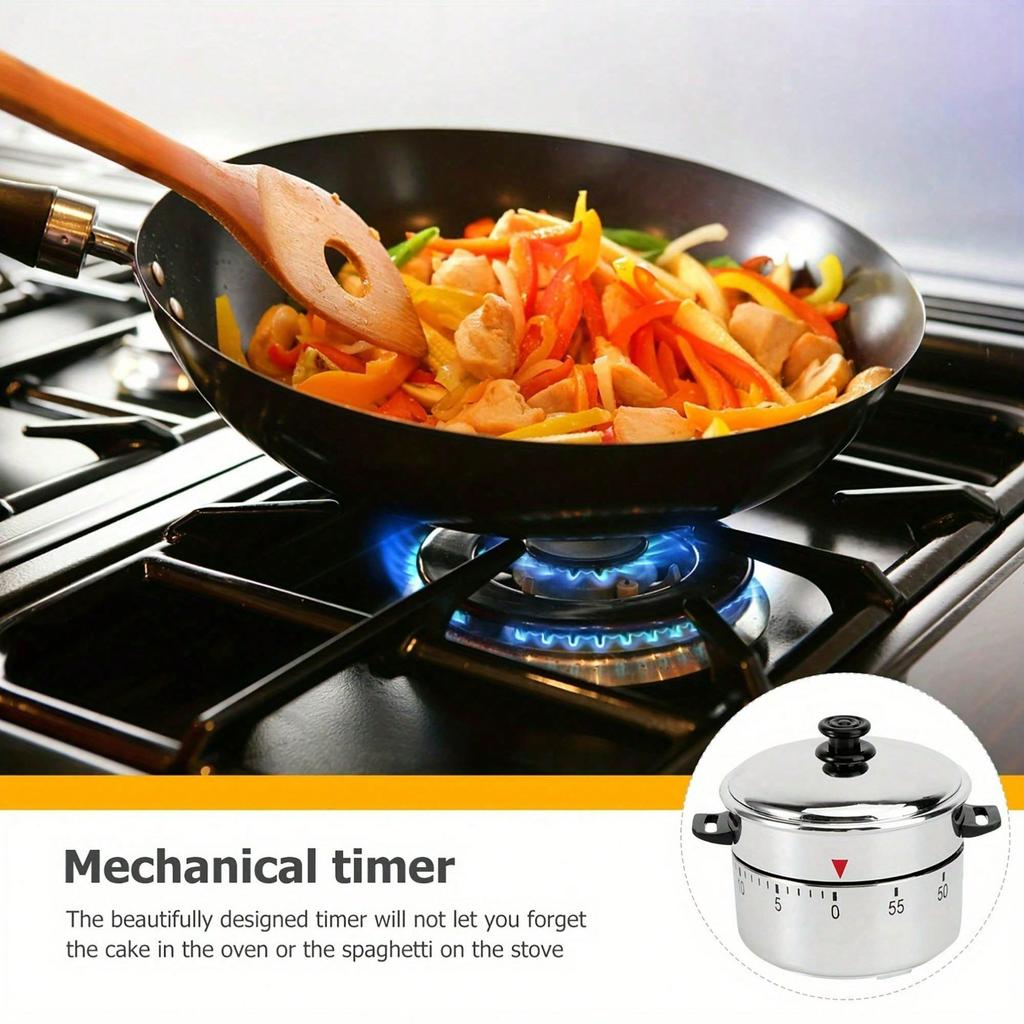 1pc Kitchen Timer Clock, Mechanical Kettle-Shaped Timer, 60 Minute Cooking Countdown Timer, Kitchen Utensils, Kitchen Supplies, Kitchen Accessories,