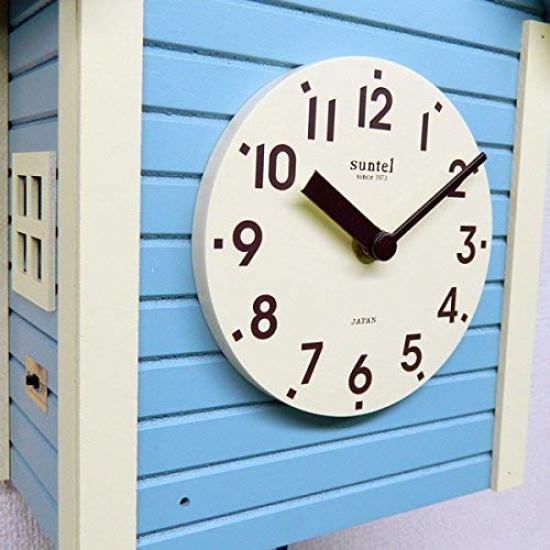 Suntel Wall Clock Aqua Blue 405 x 240 x 140 mm Domestic Handmade Cuckoo Clock Scandinavian Color Aqua Blue SQ03AB