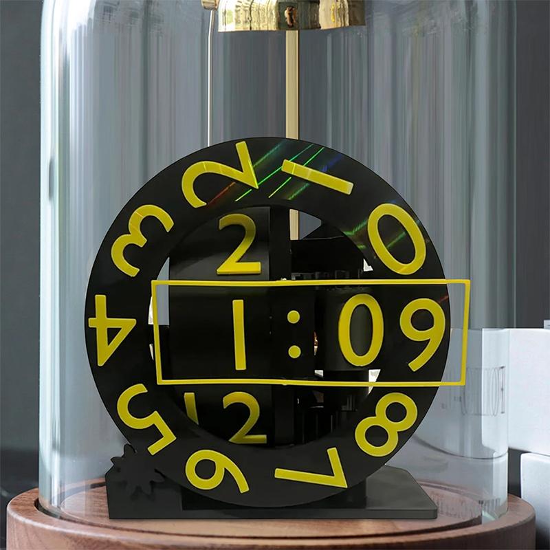 3D Printed Triaxial Clock With Rotating Numeric Display Pla Digital Clock Living Room Desktop Digital Clock Home Decoration