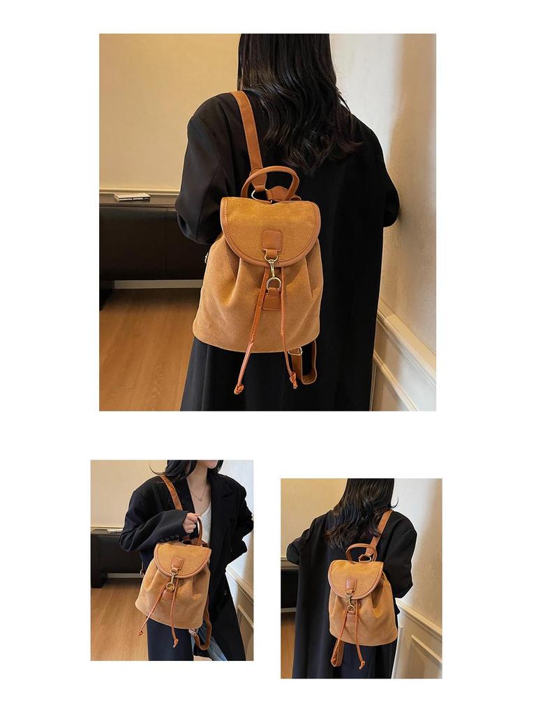 2025 Retro Wildleder Koreanischer Influencer-Stil Damenrucksack - Große Kapazität College- & Reisetasche