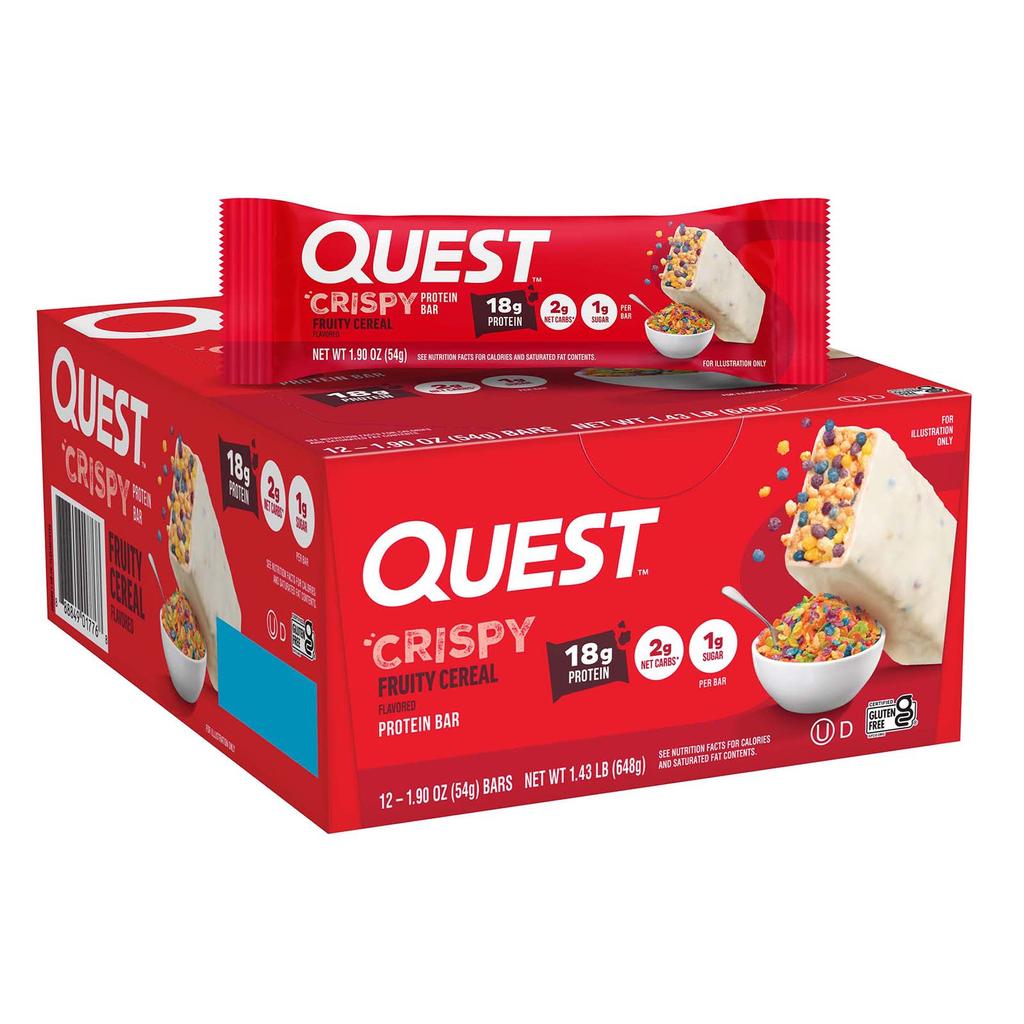 Quest Nutrition Protein Bars, Crispy Fruity Cereal, 12 Bars, 54g (1.9oz) Each