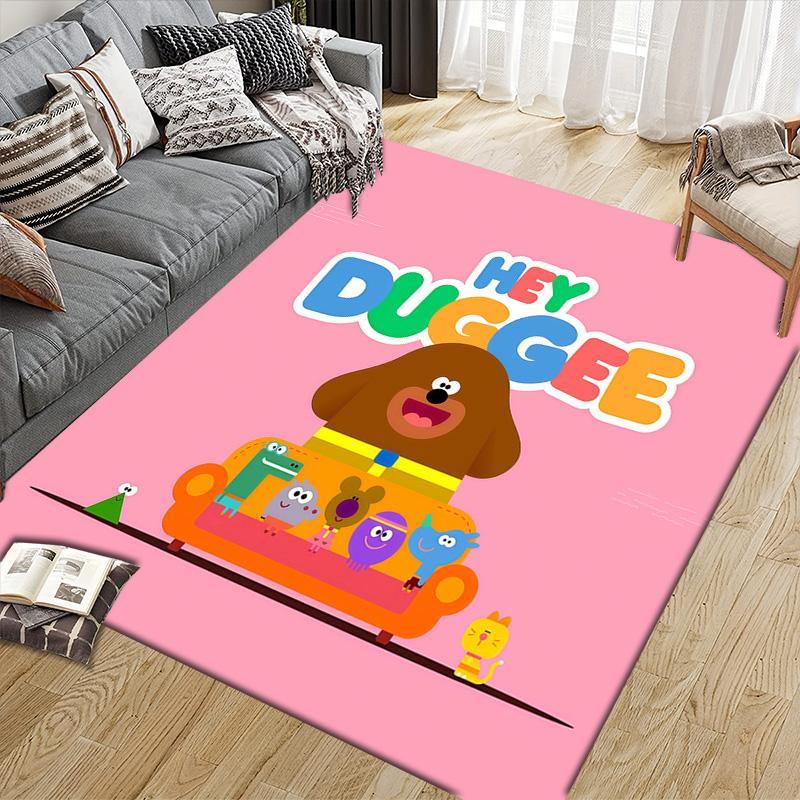 Hey Duggee Flannel Pattern Square Carpet,Area Rug,Carpet Rug for Living Room Bedroom Sofa Playroom Decor,Non-slip Floor Mat