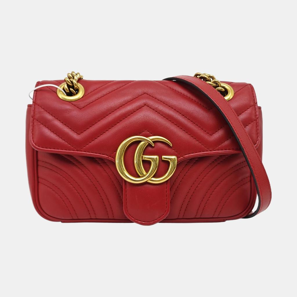 [Pre-Owned] Gucci GG Marmont Matelassé Mini Bag 'Red' - Good #8USYAQ