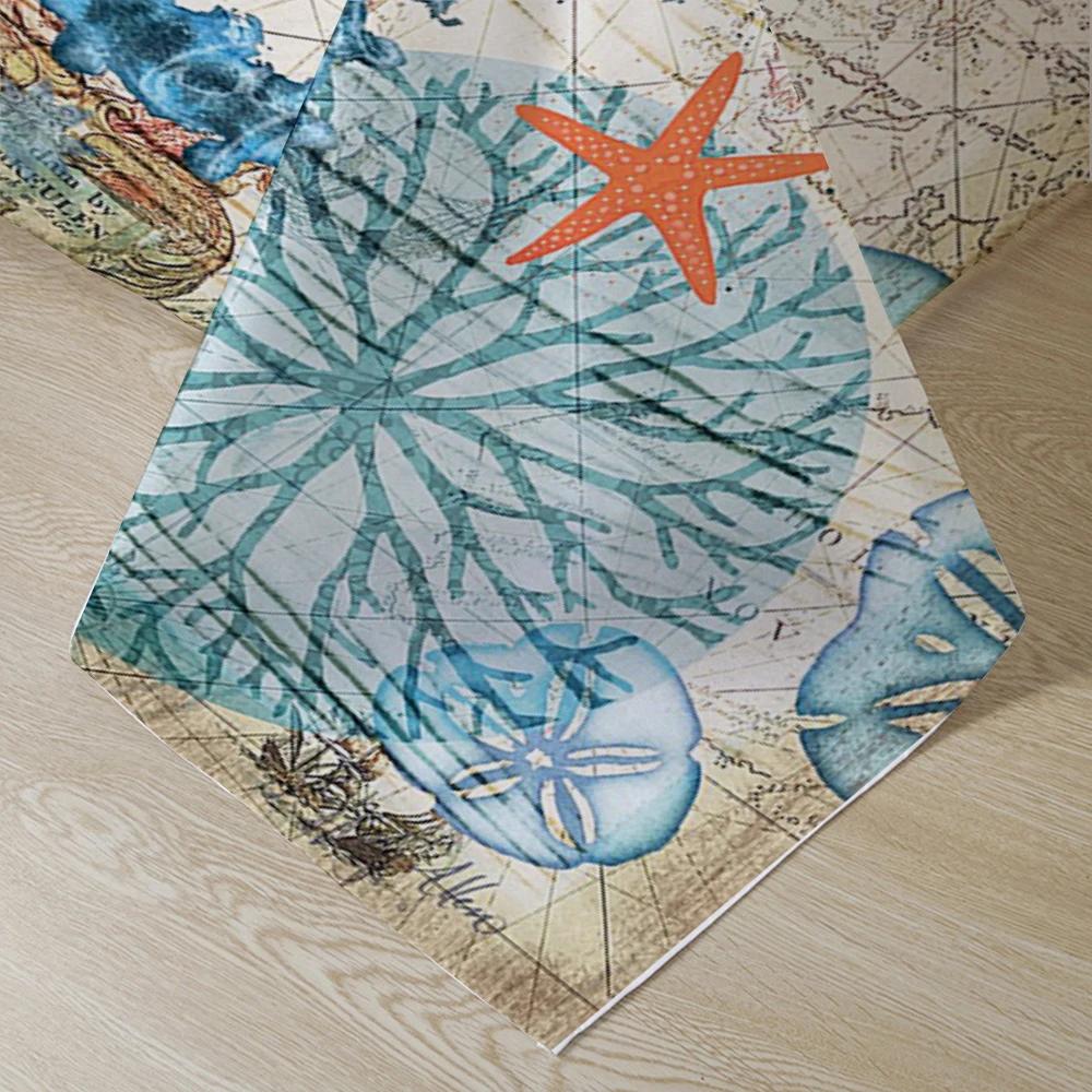 Comforter Mediterranean Style Sea Horse Bedding Set Double Print Starfishseaweed Blue Duvets Set Comforter With Pillow Shams