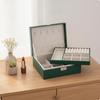 DoubleLayer Jewelry Box LeatherLike with Removable Tray Sturdy Exterior for Women,