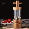 Manual Acacia Wood Pepper Grinder Cross-head Refillable Salt and Pepper Grinding Bottle Adjustable Coarseness Acrylic Body
