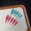 Handmade Press On Nail Dragon Claw Cool Sweet Blue Pink Clear Through Foil Sequins Gradient Eagle Claw Type Fake Nail Patch Artificial Nail Reusable