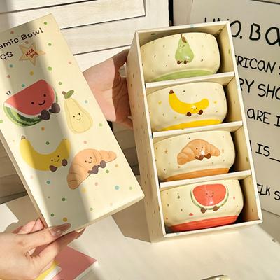 Ins niedliche Keramik-Reisschale hochwertig Obst-Dessertschale Geschirrset Geschenkbox Einweihungsgeschenk