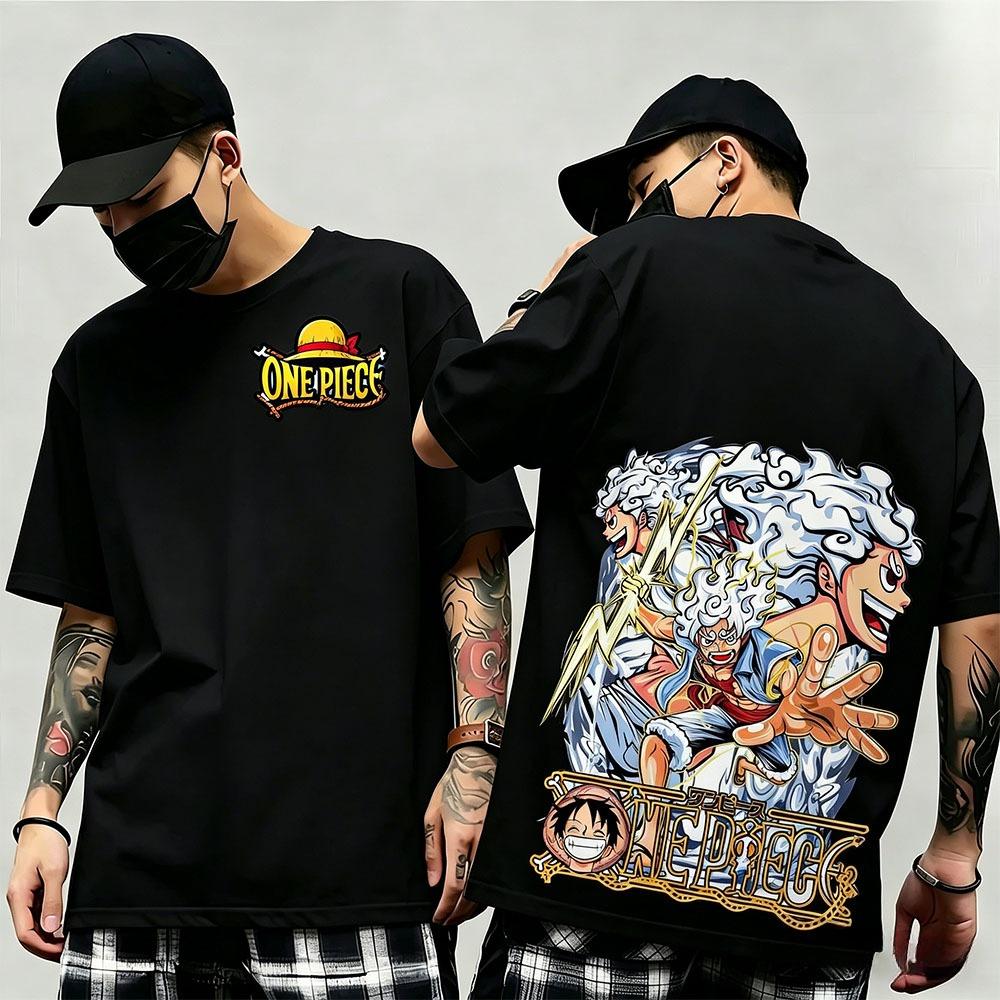 Summer New Arrival One Piece Pattern Tshirt unisex anime print casual shortsleeved fashionable streetwear top Y2K style