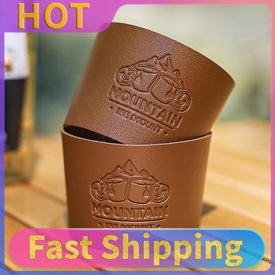 Manicotto per Tazza in Pelle PU Antiscivolo Portatile Custodia in Pelle per Bottiglia di Vetro Isolamento Termico Accessori Vintage per Viaggi all'Aperto