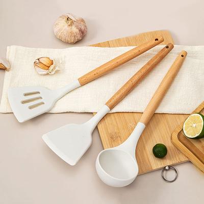 3pcs Wooden Handle Silicone Spatula Kitchen Utensils Silicone Spatula Set Kitchen Spoon Cooking Utensils Set Shovel