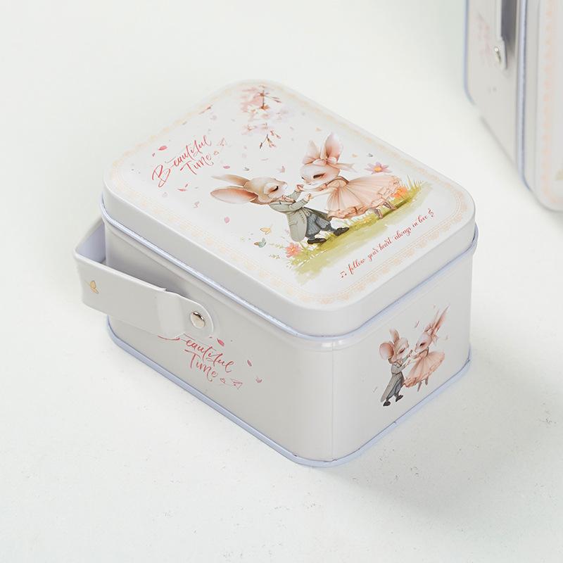 Tinplate Candy Box Kids Gifts Small Tin Box Cookie Box Portable Rabbit Gift Box For Birthday Wedding Party Decoration