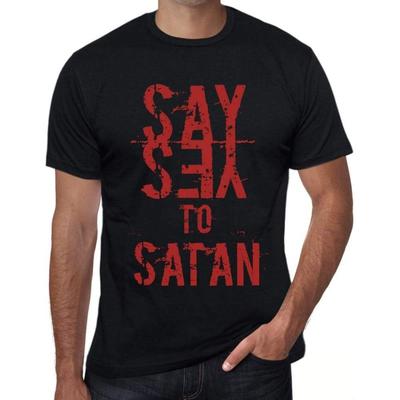 ONE IN THE CITY Men's Graphic T-Shirt Say Yes To Satan Eco-Friendly Limited Edition Short Sleeve Tee-Shirt Vintage Birthday G