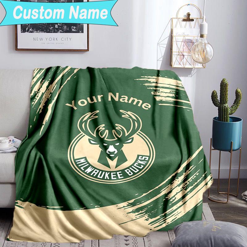 Custom Name Blanket Bucks Team Logo Artwork Blanket Bedding Blanket for Travel, Camping, Living Rooms, Offices, Sofas, Fan Christmas gift