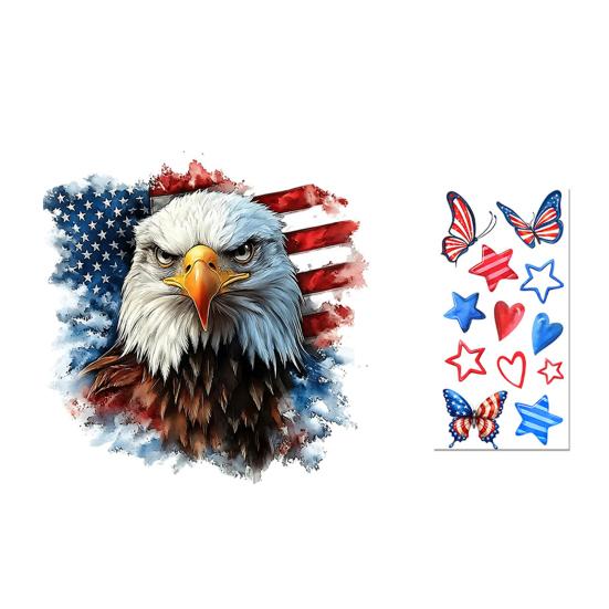 Yousheng Patriotic Window Cling American Flag Star Eagle Window Decals PVC Static Stickers for Independence Day Memorial Day 4th of July Home Office