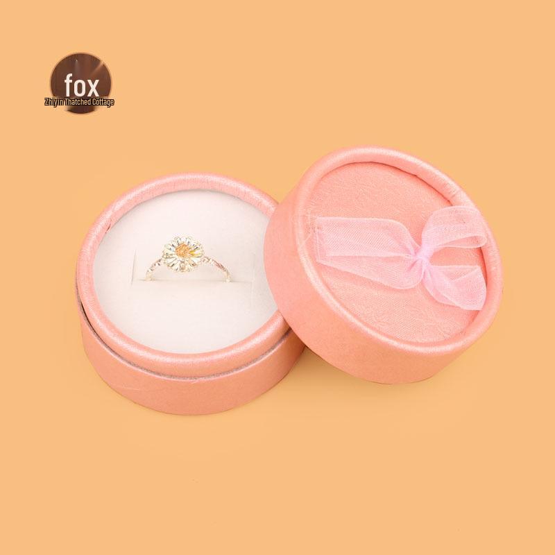 Small Bowknot Round Jewelry Box for Rings and Earrings