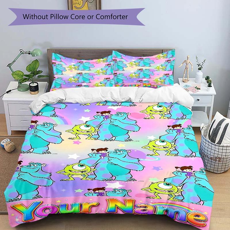 Colorful Cartoon Monster Starry Bedding Set Personalized Washable Custom 3Pcs Duvet Cover Pillowcases Soft Microfiber Home Bedroom Gift