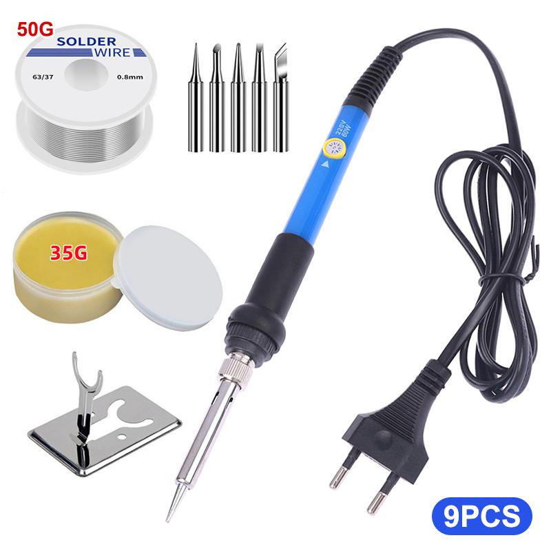 1-9Pcs Master Repair Soldering Station, 60W Adjustable Temperature 220V, Electric Heat Pencil with Interchangeable Tips