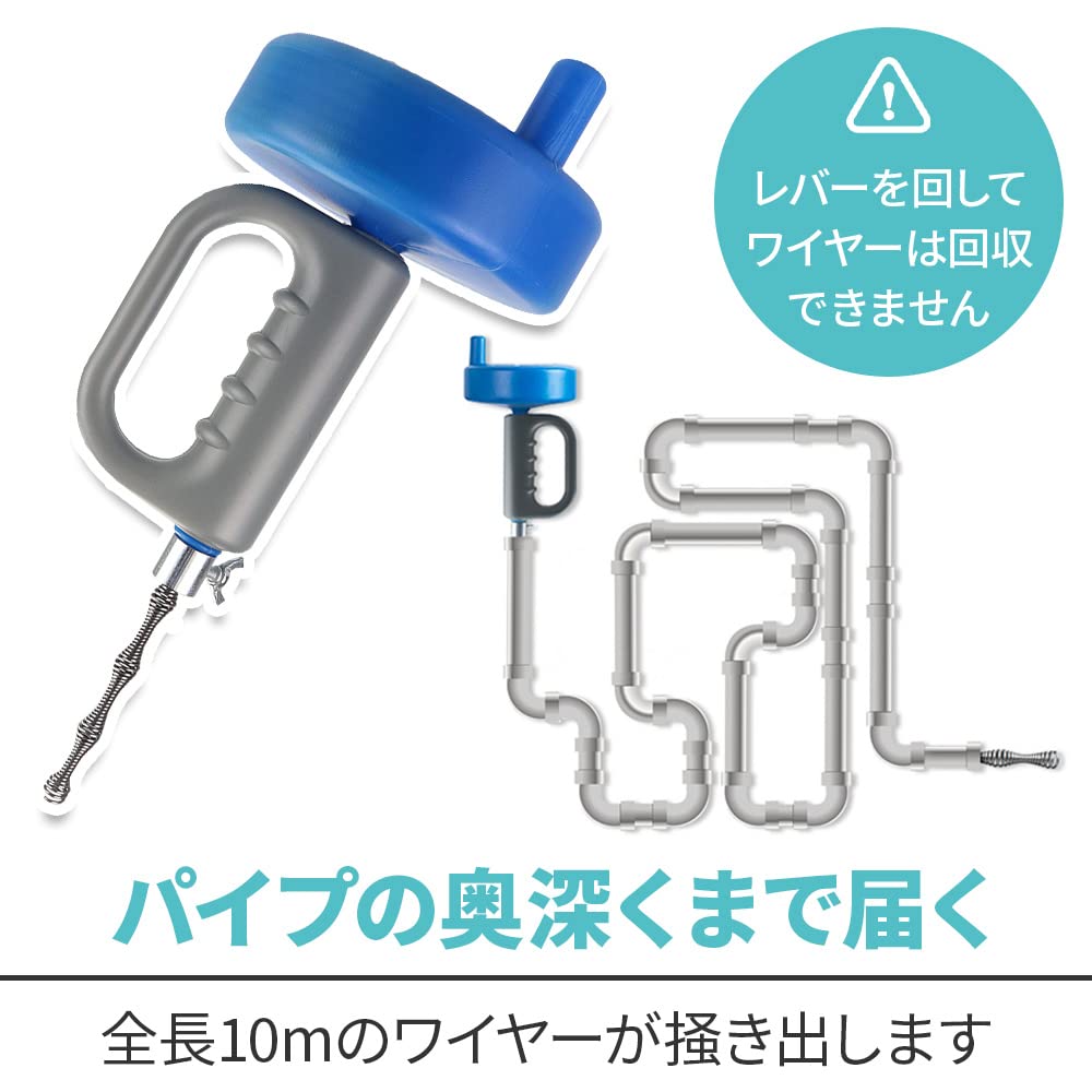 Rotating Wire Pipe Cleaner for Plumbing, Unclogging, and Tangling, Perfect for Bathrooms, Toilets, and Plumbing (10m)