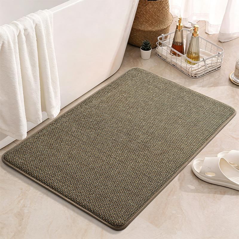Bathroom Floor Mat, Anti Slip Mat Linen Woven Shower Carpet, Absorbent Mat, Wiping Mat, Quick Drying Rug