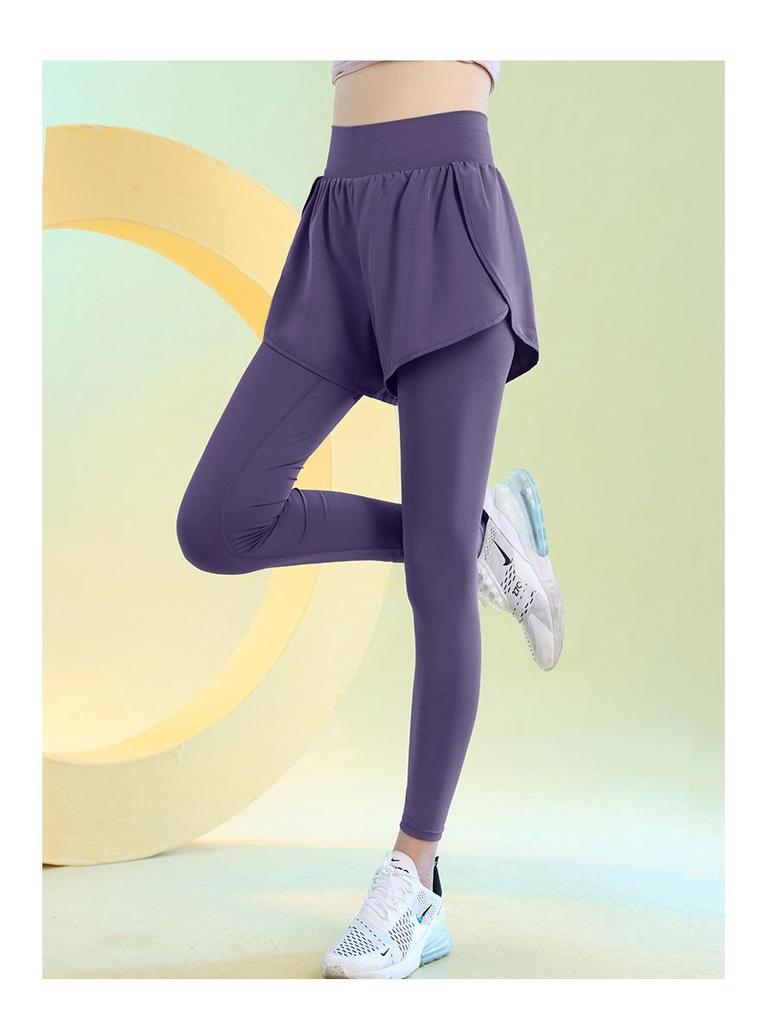 High-Waisted Fleece-Lined Yoga Pants for Women - Faux Two-Piece, Butt-Lifting, Slim Fit, Perfect for Autumn and Winter Fitness & Running